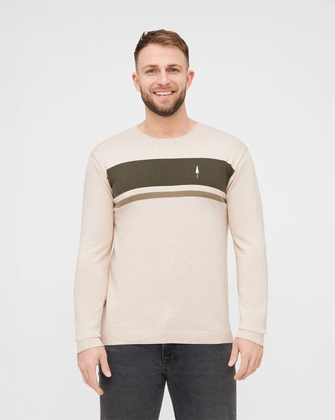 TreePullover Knitted Stripes Raw-Olive